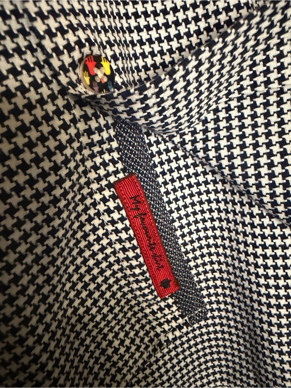 Visconti Black Classic Men's Black & White houndstooth Button-Down Shirt